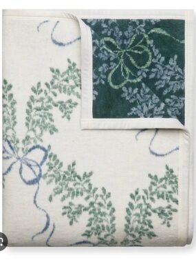 Reversible Green & White Patterned Throw Blanket